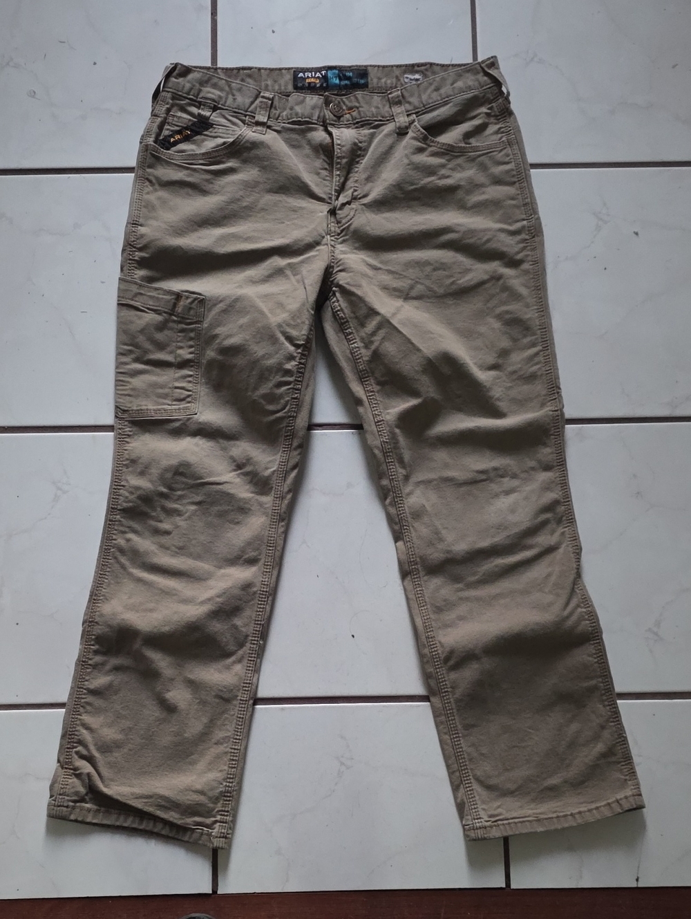 Ariat Men's Tan Cargo Work Pants with Side Utility Pocket